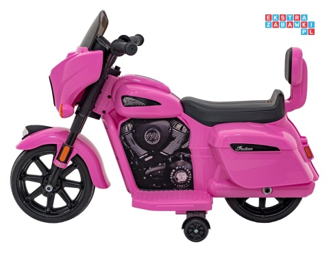 [BDM0963] Motocykl Chopper INDIAN dla najmłodszych na akumulator 1x35W 6V/4.5Ah LED klakson - różowy