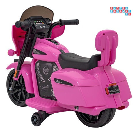 [BDM0963] Motocykl Chopper INDIAN dla najmłodszych na akumulator 1x35W 6V/4.5Ah LED klakson - różowy