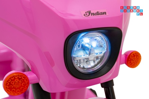 [BDM0963] Motocykl Chopper INDIAN dla najmłodszych na akumulator 1x35W 6V/4.5Ah LED klakson - różowy