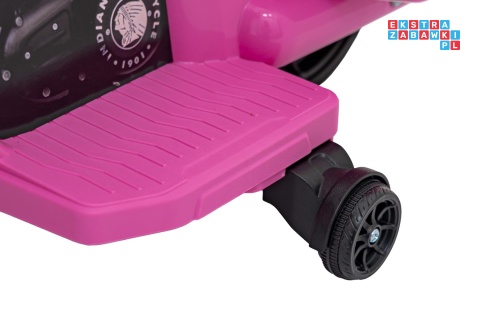 [BDM0963] Motocykl Chopper INDIAN dla najmłodszych na akumulator 1x35W 6V/4.5Ah LED klakson - różowy