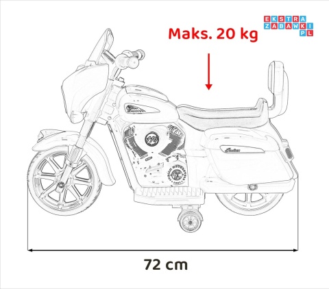 [BDM0963] Motocykl Chopper INDIAN dla najmłodszych na akumulator 1x35W 6V/4.5Ah LED klakson - różowy