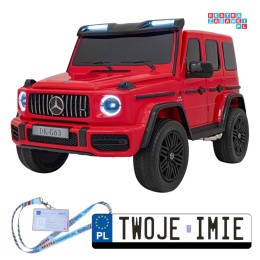 [DK-G63.STRONG] Mercedes Benz G63 AMG XXL STRONG MP4 dwuosobowy na akumulator 2x280W 24V/20Ah Panel MP4 Bluetooth - czerwony