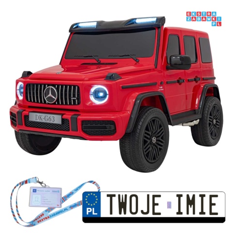 [DK-G63.STRONG] Mercedes Benz G63 AMG XXL STRONG MP4 dwuosobowy na akumulator 2x280W 24V/20Ah Panel MP4 Bluetooth - czerwony