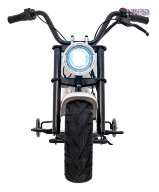 Biały Motor Chopper Warrior na akumulator - 1x350W, 36V/9Ah, bezszczotkowy silnik, pompowane opony - [XB-1058]