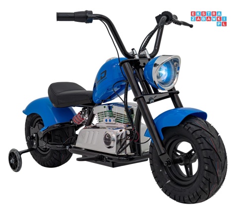 [XB-1058] Motocykl Chopper Warrior na akumulator 1x350W 36V/9Ah bezszczotkowy silnik pompowane opony - niebieski