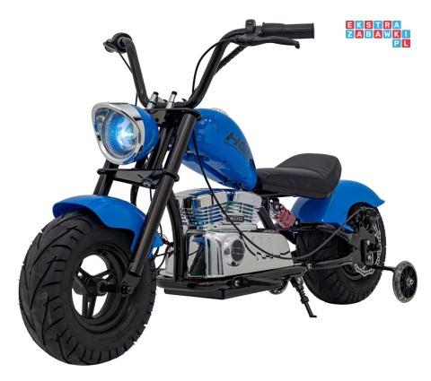 [XB-1058] Motocykl Chopper Warrior na akumulator 1x350W 36V/9Ah bezszczotkowy silnik pompowane opony - niebieski