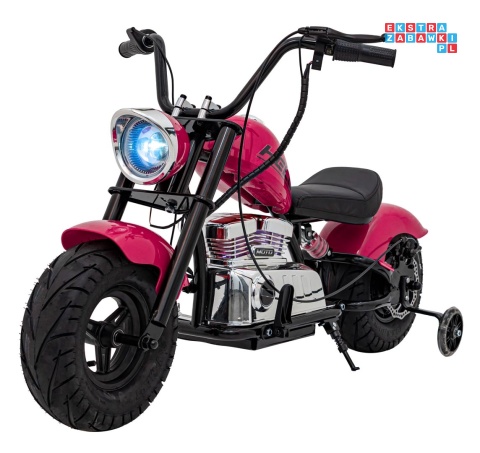 [XB-1058] Motocykl Chopper Warrior na akumulator 1x350W 36V/9Ah bezszczotkowy silnik pompowane opony - różowy