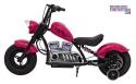 [XB-1058] Motocykl Chopper Warrior na akumulator 1x350W 36V/9Ah bezszczotkowy silnik pompowane opony - różowy