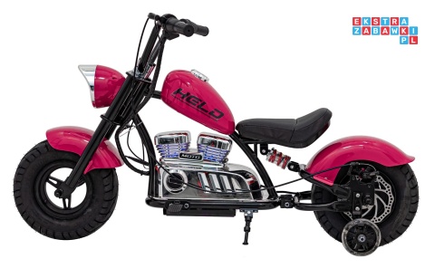 [XB-1058] Motocykl Chopper Warrior na akumulator 1x350W 36V/9Ah bezszczotkowy silnik pompowane opony - różowy