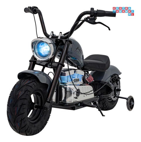 [XB-1058] Motocykl Chopper Warrior na akumulator 1x350W 36V/9Ah bezszczotkowy silnik pompowane opony - szary