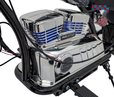 [XB-1058] Motocykl Chopper Warrior na akumulator 1x350W 36V/9Ah bezszczotkowy silnik pompowane opony - szary