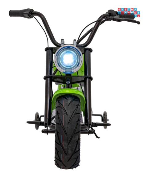 [XB-1058] Motocykl Chopper Warrior na akumulator 1x350W 36V/9Ah bezszczotkowy silnik pompowane opony - zielony