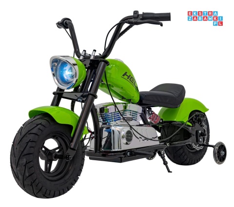 [XB-1058] Motocykl Chopper Warrior na akumulator 1x350W 36V/9Ah bezszczotkowy silnik pompowane opony - zielony