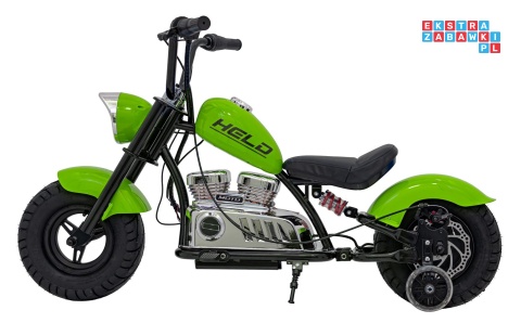 [XB-1058] Motocykl Chopper Warrior na akumulator 1x350W 36V/9Ah bezszczotkowy silnik pompowane opony - zielony