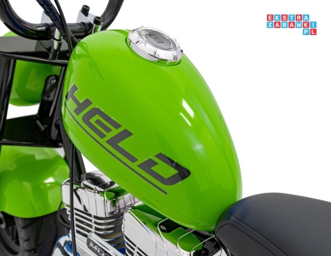 [XB-1058] Motocykl Chopper Warrior na akumulator 1x350W 36V/9Ah bezszczotkowy silnik pompowane opony - zielony