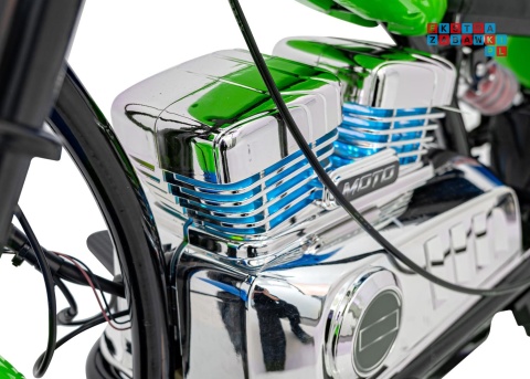 [XB-1058] Motocykl Chopper Warrior na akumulator 1x350W 36V/9Ah bezszczotkowy silnik pompowane opony - zielony