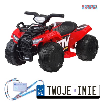 Czerwony QUAD dla najmłodszych na akumulator - 6V/4.5Ah, efekty świetlne, klakson, MP3 [PA0256]