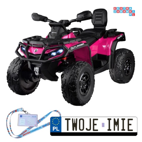 [PA0326] Quad CAN-AM OUTLANDER dwuosobowy na akumulator 4x200W 24V/7Ah Panel multimedialny - różowy