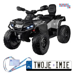 [PA0326] Quad CAN-AM OUTLANDER dwuosobowy na akumulator 4x200W 24V/7Ah Panel multimedialny - szary