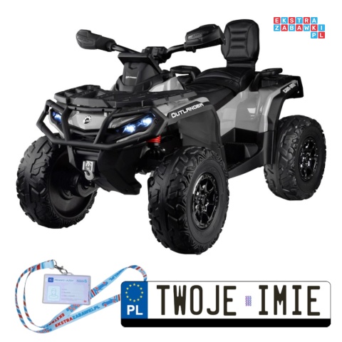 [PA0326] Quad CAN-AM OUTLANDER dwuosobowy na akumulator 4x200W 24V/7Ah Panel multimedialny - szary