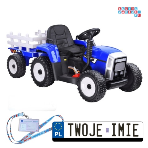 [PA0242] Traktor z przyczepą na akumulator 12V/7Ah z pilotem wolny start panel muzyczny - niebieski