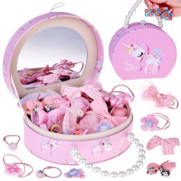 [ZA5737] Urocza szkatułka na biżuterię eko-skóra lusterko ozdoby do włosów