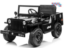 [PA0263] Wojskowy Willys auto terenowe na akumulator 4x25W 12V/7Ah pilot EVA ekoskóra saperka - czarny