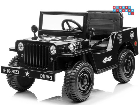 [PA0263] Wojskowy Willys auto terenowe na akumulator 4x25W 12V/7Ah pilot EVA ekoskóra saperka - czarny