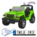 [PA0223] Jeep Wrangler Rubicon na akumulator 4x45W 12V/10Ah EVA ekoskóra wolny start - zielony