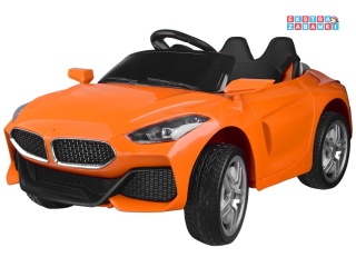Pomarańczowe Autko cabrio BEMA na akumulator - 12V/4.5Ah, pilot, bujanie - [PA0276]