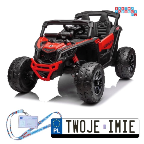 [PA0299] Buggy Can-Am Maverick 4x4 800W na akumulator 4x200W 24V/5Ah EVA ekoskóra - czerwony