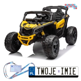 [PA0299] Buggy Can-Am Maverick 4x4 800W na akumulator 4x200W 24V/5Ah EVA ekoskóra - żółty