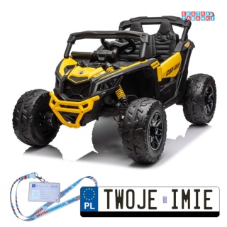 Żółte Buggy Can-Am Maverick buggy na akumulator 4x4 - żółty, 4x200W, EVA, ekoskóra [PA0299]