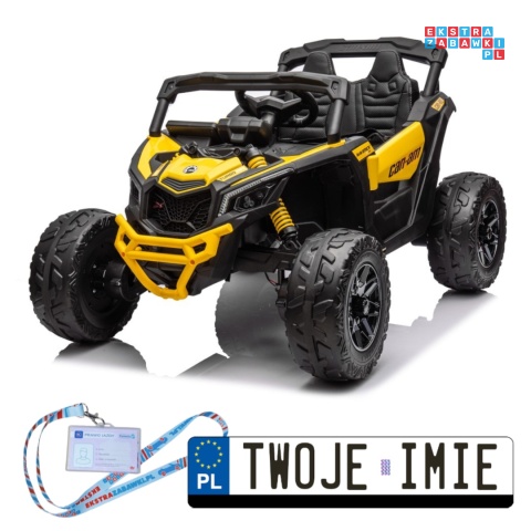 [PA0299] Buggy Can-Am Maverick 4x4 800W na akumulator 4x200W 24V/5Ah EVA ekoskóra - żółty