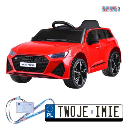 Czerwone Audi RS 6 na akumulator - 2x25W, 12V/7Ah, EVA, ekoskóra, MP3 - [PA0297]