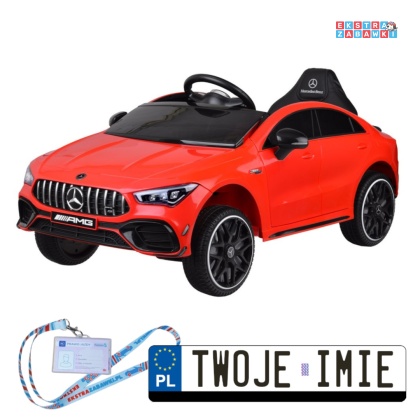 Czerwony Mercedes AMG CLA 45S na akumulator - 4x4, 12V/10Ah, efekt bujania, Bluetooth, pilot - [PA0307]