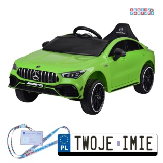 Zielony Mercedes AMG CLA 45S na akumulator - 4x4, 12V/10Ah, efekt bujania, Bluetooth, pilot - [PA0307]