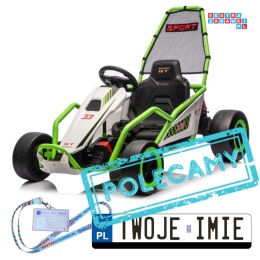 [DM-108.DRIFT] Gokart TORNADO z funkcją driftu na akumulator 2x150W 24V/7Ah siedzenie z ekoskóry Bluetooth - zielony