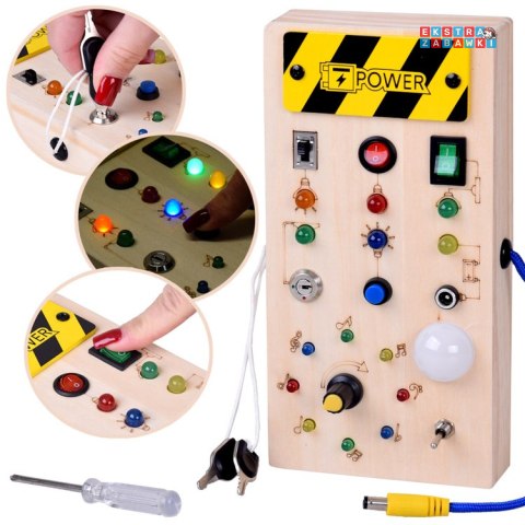 [ZA5944] Drewniana tablica manipulacyjna Montessori elektryczne diody LED