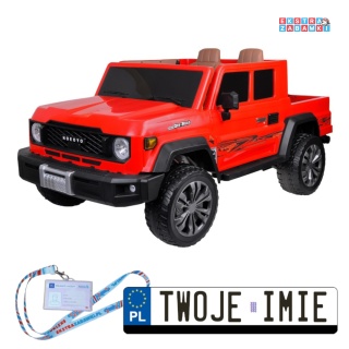 Czerwone Duże auto Pickup dwuosobowe na akumulator - 4x100W, 24V/8Ah z paką - [PA0329]