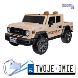 [PA0329] Duże auto Pickup dwuosobowe na akumulator 4x100W 24V/8Ah z paką - beżowy