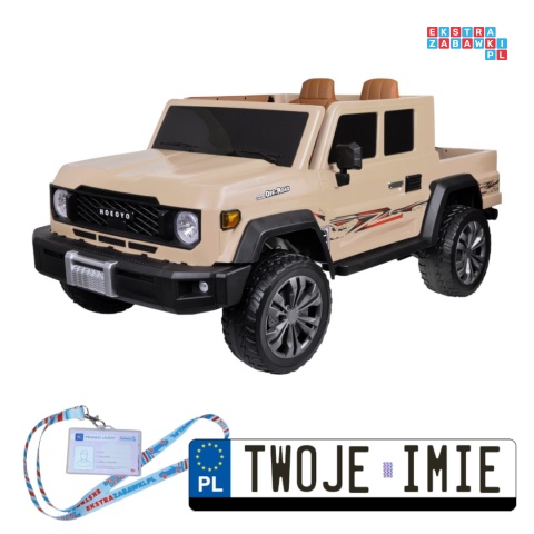 [PA0329] Duże auto Pickup dwuosobowe na akumulator 4x100W 24V/8Ah z paką - beżowy