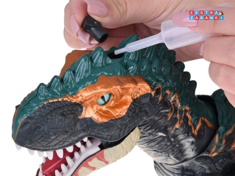 [ZA5716] Duży dinozaur robot chodzi ryczy znosi jajka efekty świetlne para