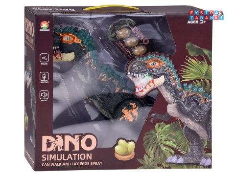 [ZA5716] Duży dinozaur robot chodzi ryczy znosi jajka efekty świetlne para