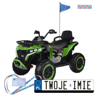 Zielony Duży quad na akumulator - 4x4, 12V/10Ah, dla dziecka, pilot bluetooth, EVA [PA0328]