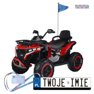 Czerwony Duży quad na akumulator - 4x4, 12V/10Ah, dla dziecka, pilot bluetooth, EVA [PA0328]