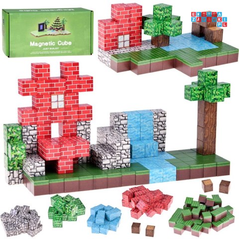 Klocki magnetyczne konstrukcyjne 144 ele kostki sześciany piksele ZA6005