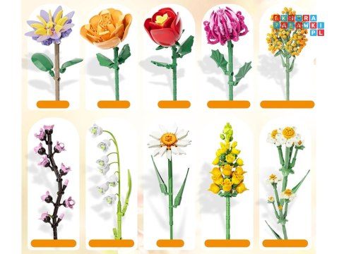 Klocki techniczne kwiaty BUKIET KWIATÓW ceramiczny wazon 1070 ele ZA5865