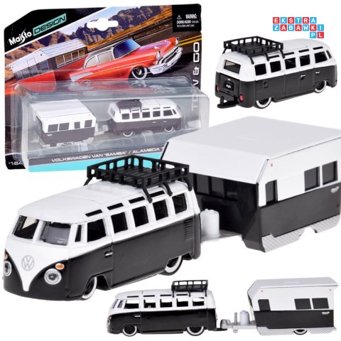 Maisto licencjonowane auto Volkswagen VAN Samba przyczepa 1:64 ZA5959