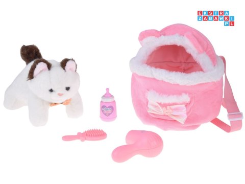 [ ZA5593 ] Mięciutki kotek z efektem bicia serca, wyginanymi łapkami + plecak